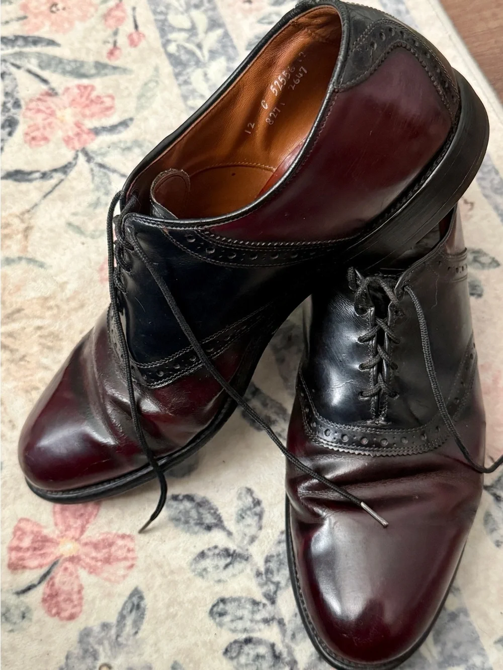 Allen Edmond Two-Tone Black & Brown Leather Wingtip Oxfords - Men's